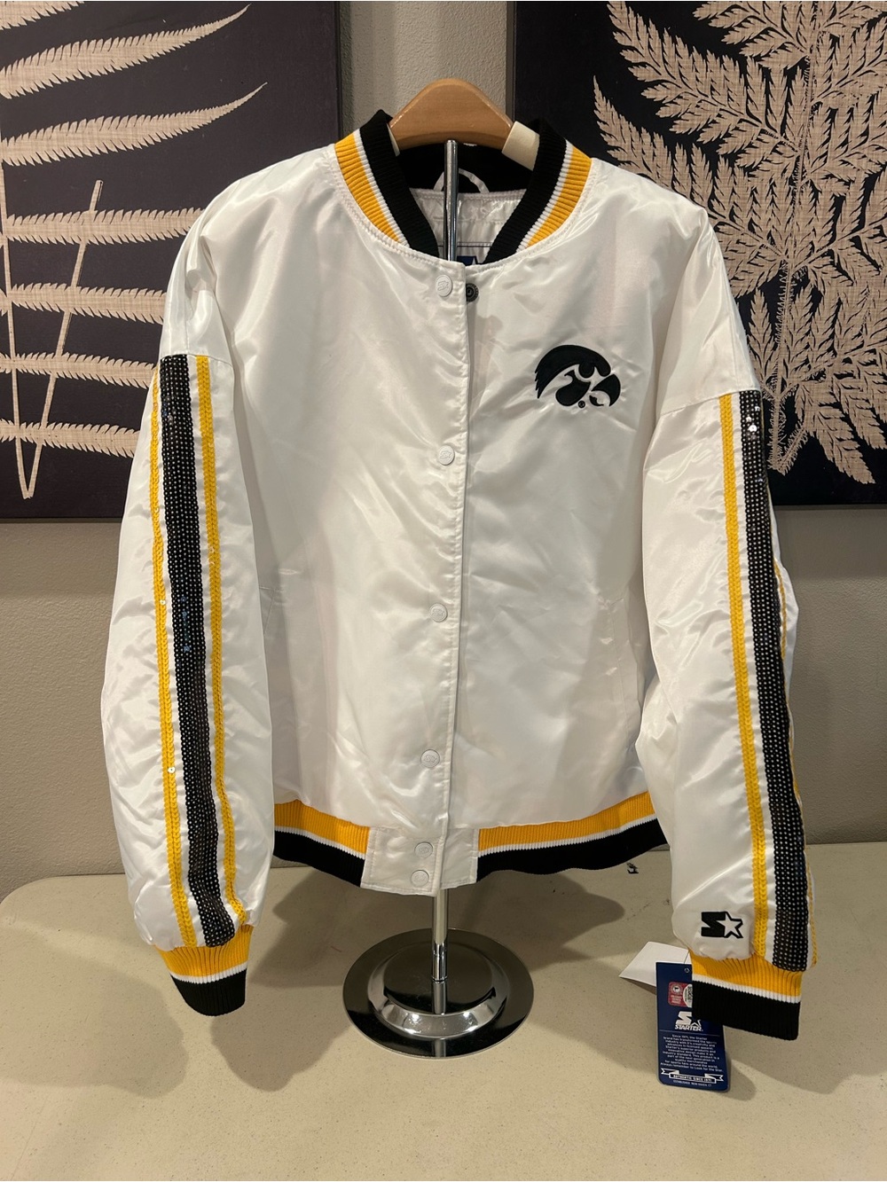 NEW Iowa Hawkeyes Satin Sequins Starter Jacket